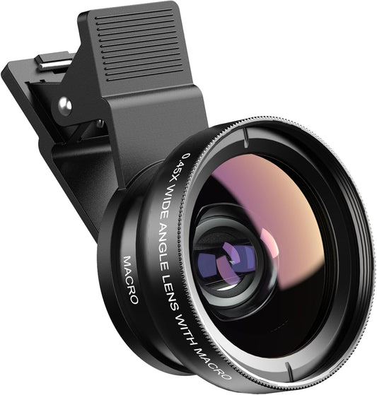 APEXEL 2 1 0.45X 140+ 12.5X Phone Camera Lens, in Cell Phone Clip-on Lens Kit Wide Angle Lens Macro Lens Clip-on iPhone