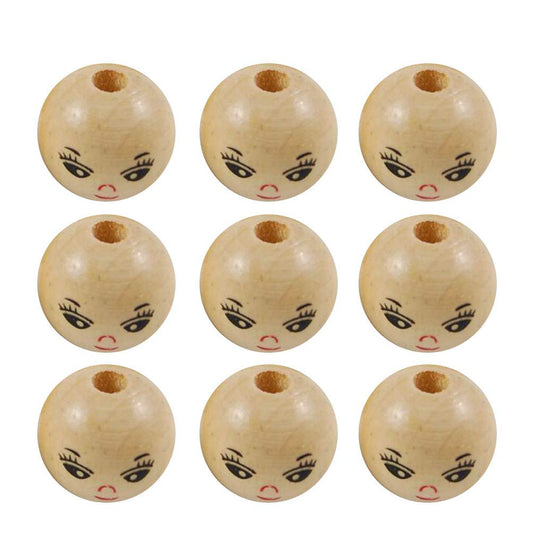 Healifty 100Pcs 14Mm Wooden Face Beads Natural Smooth Round DIY Craft Accessories for Jewelry Making and Creative Kids Projects