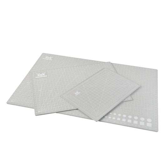 MANUFORE Gray Cutting Mat A3, A4, A5 Set with Centimeter and Inch Scale Self Healing Craft Cutting Board with 3mm 5-ply Thickness for Using Rotary Cutter, Craft Knife, Paper Knife