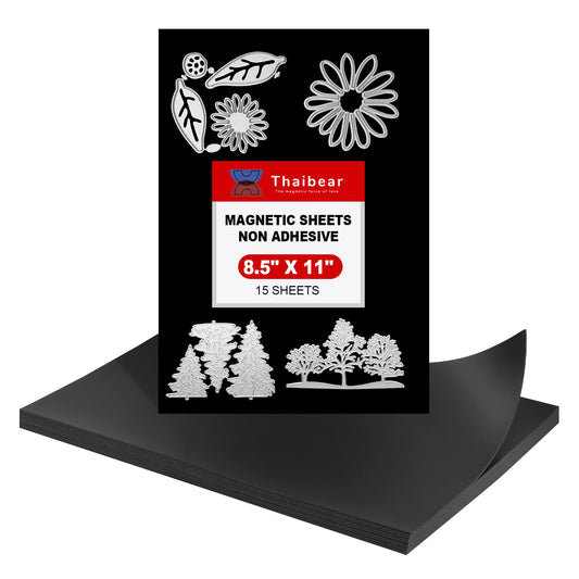 Thaibear Magnetic Sheets 8.5" x 11" Non Adhesive, 15 Pack Flexible Magnet Sheets for Stamp Dies Storage, Die Cut Storage Magnet Sheet for Crafts, DIY Scrapbooking, Photos Magnets