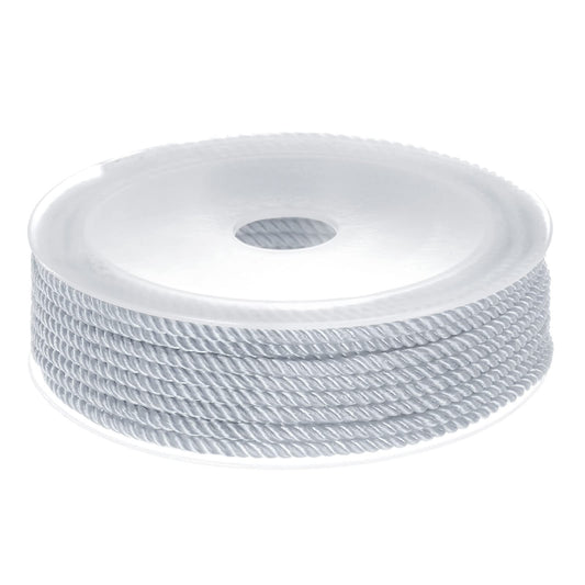 HARFINGTON Twisted Nylon Twine Thread Beading Cord 3mm 7M/23 Feet Extra-Strong Braided Nylon String for Crafting Bracelets Jewelry Making, Light Grey