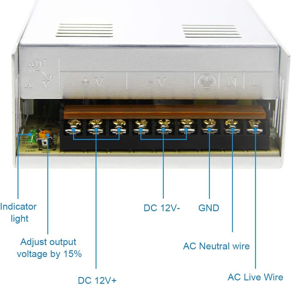 12V 30A 360W 12 30 110V 240V 3D SHNITPWR Power Supply AC to DC Adapter Volt Amp Switching Power Converter Transformer