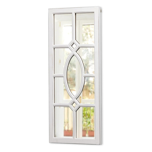 Sintosin Rustic Window Mirrors for Wall Decor 30 x 13 inches, Hanging Distressed White Farmhouse Window Pane Mirror, Wooden Framed Rectangle Decorative Wall Mounted Mirrors for Living Room Hallway