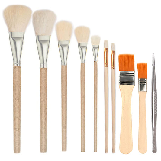 Fortunemee 7 PCS Assorted Size Gilding Brush Set, Gold Leaf Goat Hair Painting Brush Metallic Foil Flakes Paint Brush + 2 PCS Nylon Brush + Tweezers for Gold Foil Gold Leaf Sheets Art Crafts Supplies