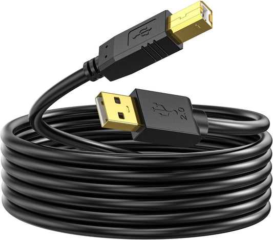 15 2.0 FT USB Printer Cable Type A to B Cord for Scanner, DAC, MIDI Keyboard, Compatible with HP, Canon, Epson, Brother