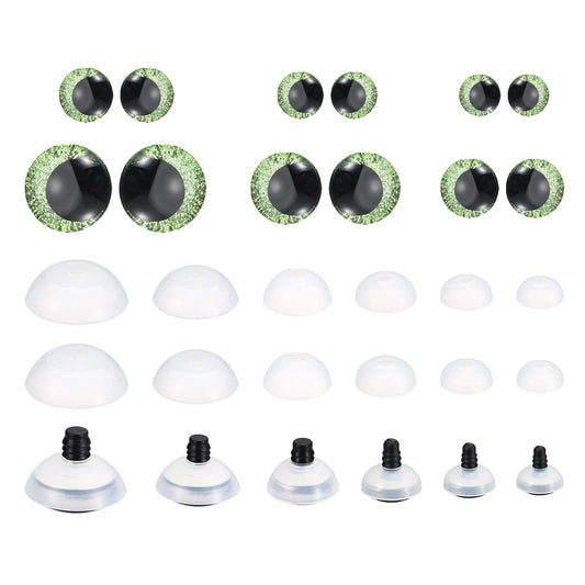 PATIKIL 14-30mm Flash Safety Eyes, 34 Set Doll Eyes with Washers Soft Buttons Realistic Colorful Crocheting Safety Eyes for Decor Crochet Accessories Dolls Craft, Grass Green