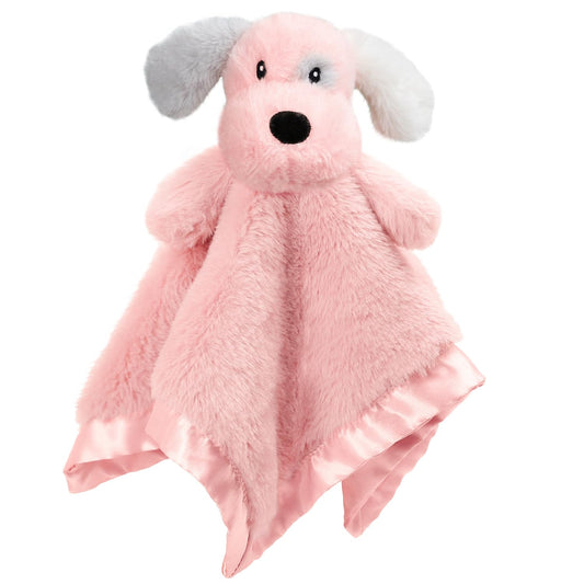Skiennix Puppy Baby Security Blanket - Soft Plush Lovey Toy with Satin Backing | Pink 16 Inch