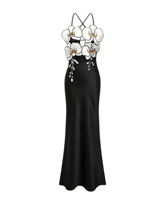 JW PEI Women's Orchid Embroidered Dress – Black/White
