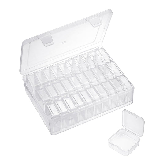 HARFINGTON Bead Organizer Box Small Bead Organizers 2pcs Rectangular Plastic Storage Cases 60pcs Mini Clear Bead Storage Containers Boxes with Hinged Lid for Jewelry Beading Crafts