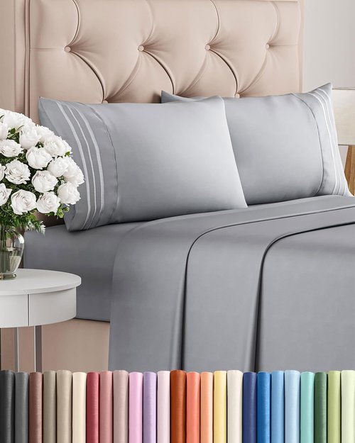 Comfy Breathable Cooling Bed Sheets Set by [Brand Name] - Luxury 4-Piece Full Size - Deep Pockets, Soft & Wrinkle-Free - Oeko-Tex Certified, Steel Blue