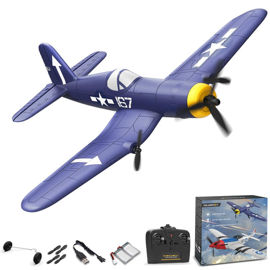 volantexrc RC Plane 3 Channel Remote Control Airplane Fighter Toys, 2.4GHz 6-axis Gyro Stabilizer RTF Glider Aircraft Plane, Easy to Fly for Adults Beginners (F4U Corsair)