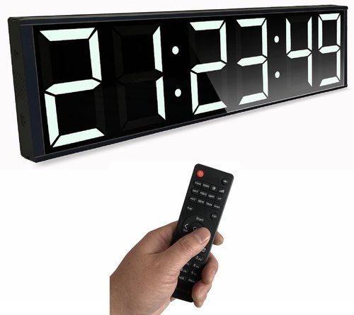 Boyiit 26'' Extra Large Home Gym Timer Clock, Programable Workout Interval Timer, Digital Wall Clock, with 7-Color Night Light, 8 Alarm Clocks, Calendar/Temperature, Countdown & Stopwatch (White)