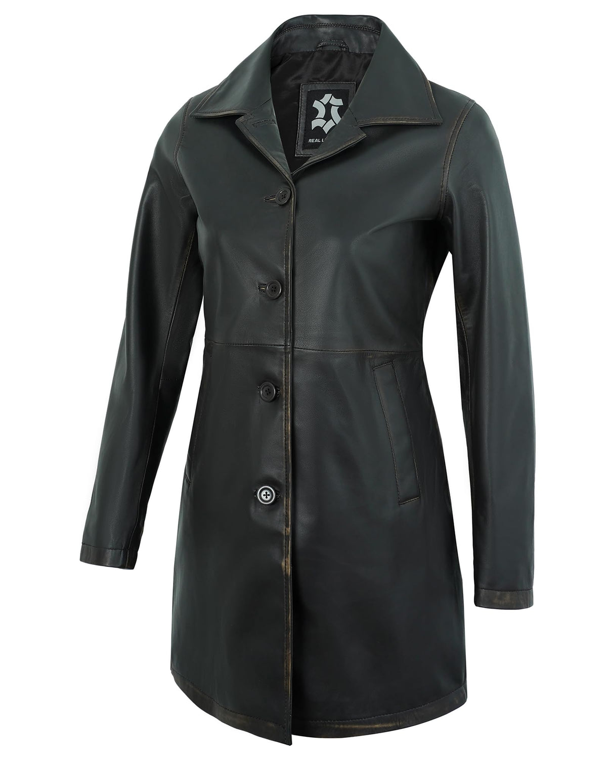 UrbanFocal Real Lambskin Outerwear Black Leather Coats For Women - Casual Long Womens Leather Jackets | [101012105] Angla Ruboff, XL