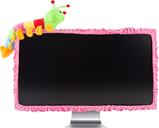 23"-27" Lovely Cute Caterpillar Computer Monitor Cover with Elastic, TV LCD Screen Monitor Decoration Dust Cover