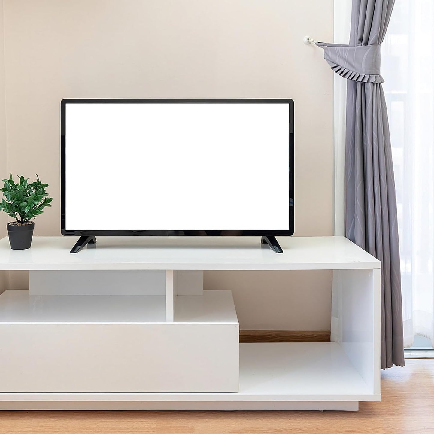 SHERCHPRY Tv Stand Replacement Tabletop Base with Screws Black Tv Support Holder for Flat Screen Televisions for Living