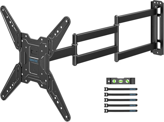 BONTEC 2665 Inch 37.4 Inch Setup, 400x400, 77 lbs TV Wall Mount for Flat and Curved Screens with Long Extension, Full