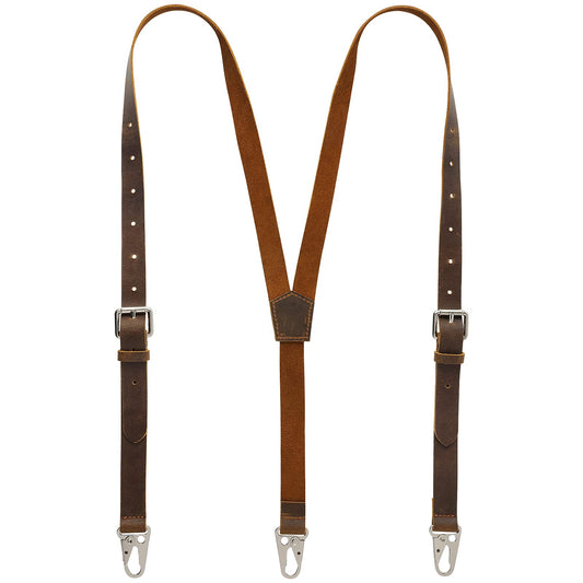 Ringsun Genuine Leather Suspenders for Men, Y Design Hidden Suspenders Under Clothes with 3 Snap Loop, Adjustable Accessories for Men Wedding & Party Essentials, Dark Brown