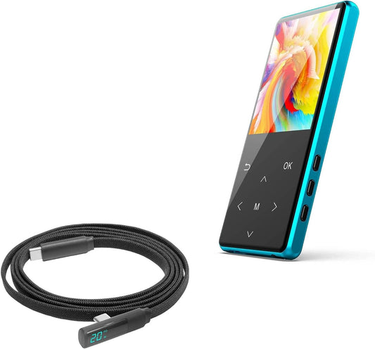 BoxWave MP3 (2.4 (4ft) (100W), Cable Compatible with Safuciiv Player in) - PowerDisplay PD Right Angle Cable - USB-C
