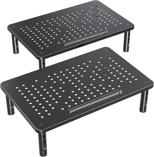2 Pack 3 ELIVED Monitor Stand Riser - Height Adjustable Monitor Stand for Laptop, Computer, PC, Printer, Mesh Metal