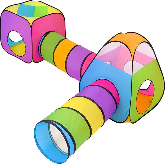NUBUNI 4pc Pop Up Children Play Tent : 2 Crawl Tunnel + 2 Tents : Kids Tents for Boys, Girls, Babies & Toddlers for Indoor & Outdoor : Large Children Playhouse Ball Pit