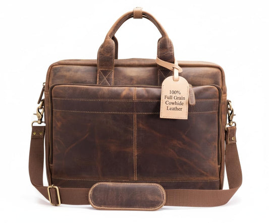 Leather Messenger Bag for Men – 16 Inch Laptop Case, Office Briefcase, Computer Satchel for Laptops, Vintage Leather Carryall for Work or Travel