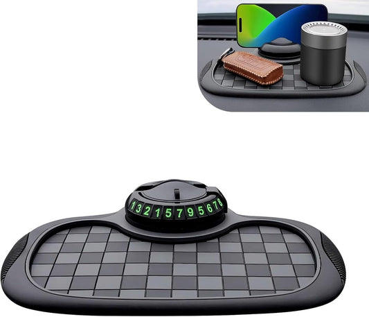 Culycey Car Dashboard Mat, Anti-slip Mat with Parking Number Sign and Rotatable Phone Holder, Multifunction Dashboard
