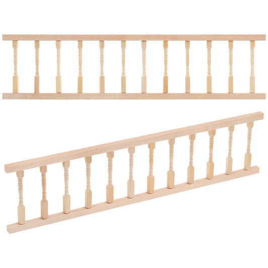 2PCS Dollhouse Railing Miniature Furniture - 1:12 Scale Wooden Stair woodHandrail Kit for DIY Fairy Doll House Accessories Victorian Dollhouse Micro Handrail