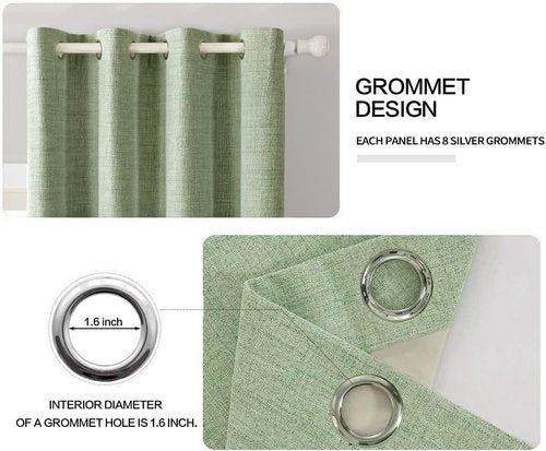 MIULEE Blackout Curtains - 100% Thermal Insulated Linen Texture Drapes | Sage Green, 52x54 Inch (2 Panels)
