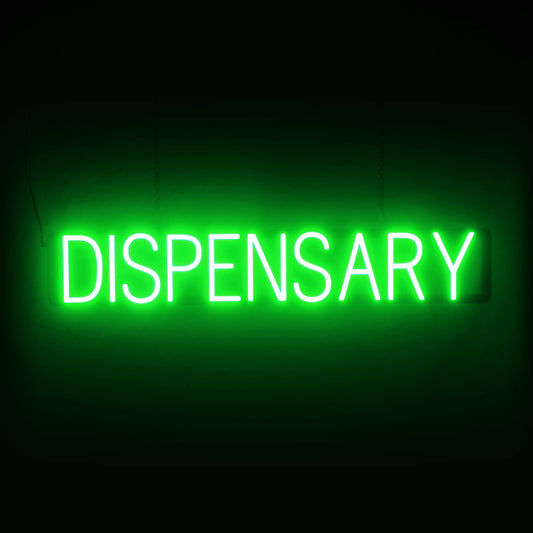 SpellBrite DISPENSARY Sign | Dispensary-Related Sign with Neon Look, Green LED Light Source | 36.7" x 6.3"