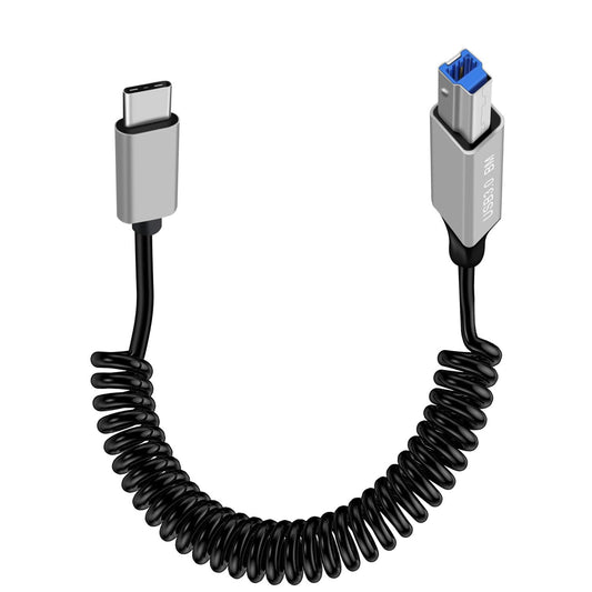 YINGAYOU 3.0 5Gbps, 1 Coiled USB c to B Printer Cable Coiled USB Printer Cable Super Speed for Scanner, External Hard