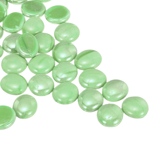 MECCANIXITY Ceramics Beads, Flat Ceramics Bright Green Iridescent 1.1lbs (0.67-0.75 Inch) Ceramics Marbles Pebbles for Vase Fillers Aquarium Decor DIY Craft