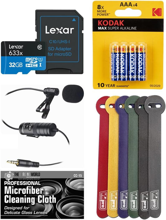 The Imaging World 32GB H1e H1essential Lavalier Microphone Bundle with Card and Accessories for Zoom Recorder