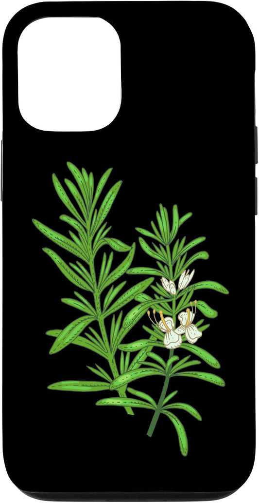 Big Herbs Color Line Graphic Rosemary 12/12 iPhone Pro Herb Plant Retro Vintage Drawing Art - Rosemary Case