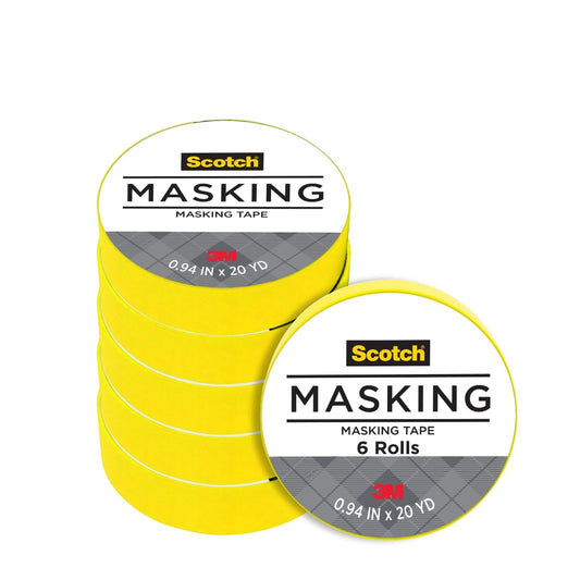 Scotch Expressions Masking Tape, .94 in x 20 yd, Great for Decorating, DIY, and Crafts, 6 Rolls, Primary Yellow