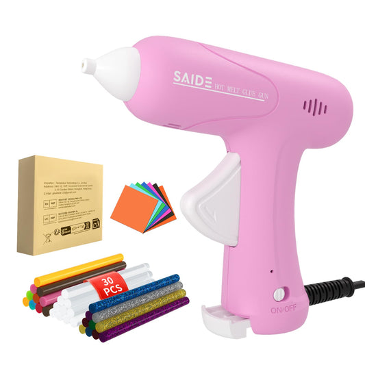 Hot Glue Gun Kit, Anti-Scald Nozzle, Fast Heating Mini Melt Gun with 30pcs Glue Sticks for Crafting, DIY, Art, Home Quick Repairs(Pink)