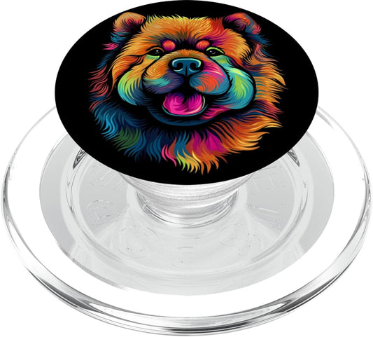 Chow Chow Gifts by J Chow Chow Colorful Dog Face Funny Black PopSockets PopGrip for MagSafe