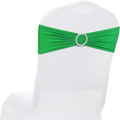 MDS Spandex Chair Sashes - Universal Fit Elastic Bands with Buckle for Weddings | Light Green, Pack of 100