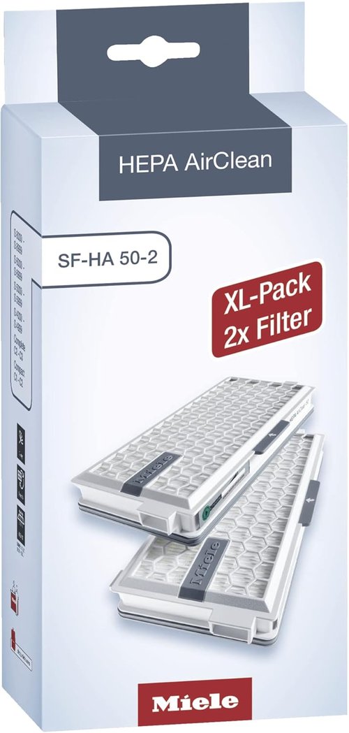 Miele HEPA AirClean SFHA50-2 Vacuum Filter - 12 Month Lifespan & TimeStrip Indicator | XL Pack for 2 Years of Clean Air