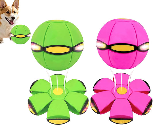 2PCS Magic Bouncing Ball, Magic Meta - Ball, Children's Magic Bouncing Balls, Dual Form Flying Saucer, Parent-Child Interaction with 3 Light Suitable for Indoor & Outdoor Play Green and Blue