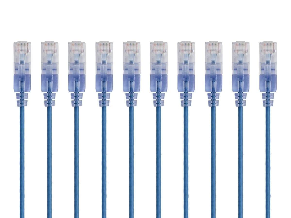 Cat6A RJ45, 550Mhz, 10G, 30AWG, 10-Pack, 5 Monoprice Ethernet Patch Cable - Snagless UTP, Pure Bare Copper Wire, Feet