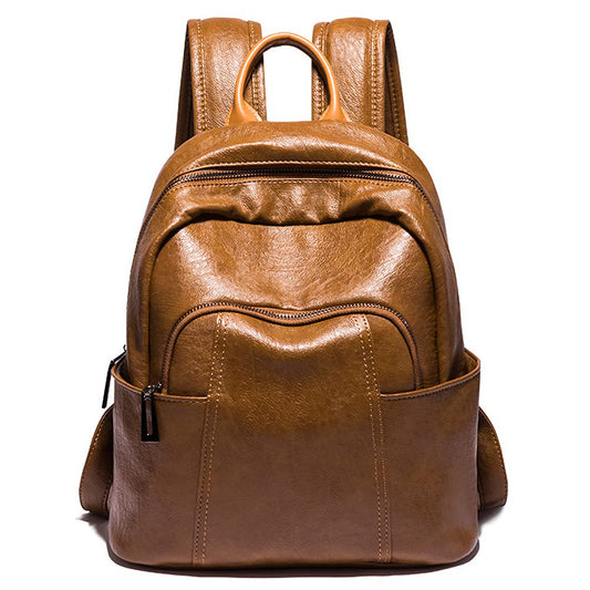 ROUROU Soft Leather Backpack for Women Large Capacity Handbag Fashion Satchel Casual Backpack Lightweight Purse