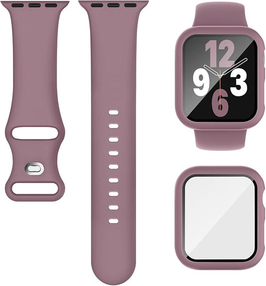 Compatible for Apple Watch Series 11 10 Band 42mm and Case with Screen Protector, Soft Silicone Sport Strap Bands and Protective Cover with Tempered Glass for iWatch Series 11 10