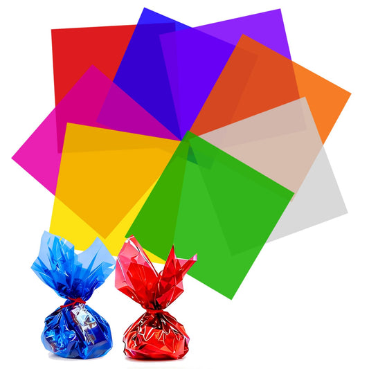 Ahardaim 120Pcs Colored Cellophane Sheets, 12 x 12 Inch Cellophane Paper, Colored Cellophane Wrap for DIY Arts Crafts, Packaging Small Gifts, Candy Wrapping, Holidays and Parties Decoration