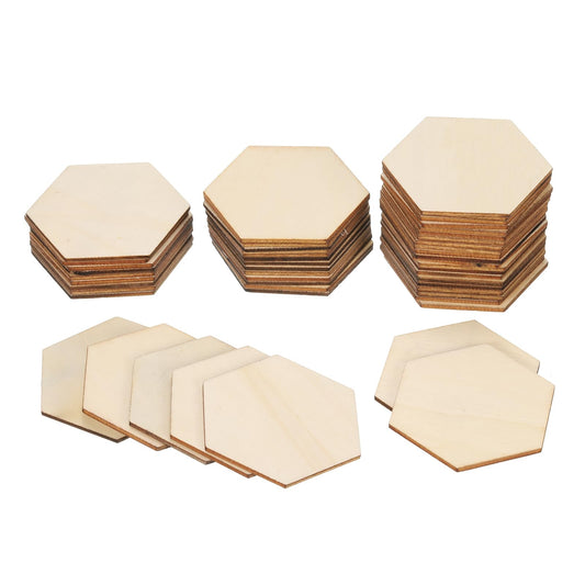 PATIKIL 2.4 Inch Unfinished Hexagon Wood Slices, 50 Pack Blank Wooden Discs Cutouts for DIY Art Crafts Painting Decor Christmas Decorations