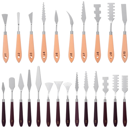 29 Pcs Palette Knife Set, Stainless Steel Palette Knife with Wooden Handle, Numbered Paint Spatula, Oil Painting Supplies for Acrylic Painting, Textured Art