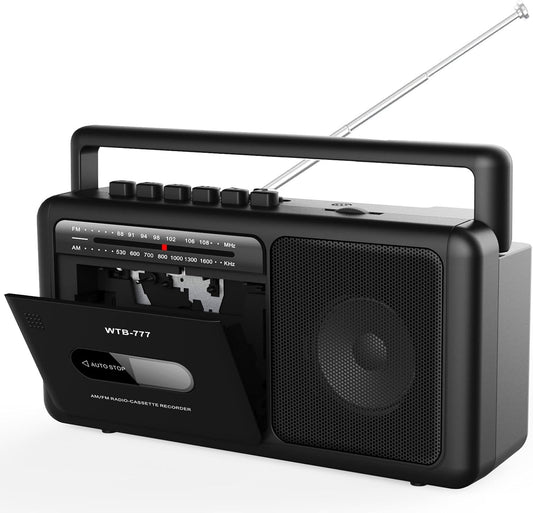 WIITHINK WTB-777 Cassette Cassette Portable Player Boombox, AM/FM Radio Stereo with Bluetooth, USB, Recorder, Earphone