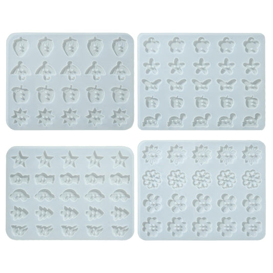 Stiesy 4 Pcs Button Silicone Molds Fruit Flower Star Shape Buttons Charms Epoxy Resin Mould for Resin Jewelry Casting Mold DIY Sewing Craft Decorations Making Tool