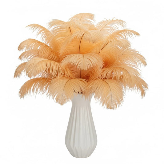 Lamar 20Pcs Champagne Ostrich Feathers 14-16'' Bulk Feathers for Wedding Centerpieces, Vintage, 1920s Style, Crafts, Carnival, Party Decor, Floral Arrangement, Bohemian Home Decor (Champagne)