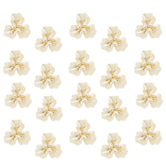 20Pcs Rhinestone Pearl Embellishments Faux Pearl Flower Buttons Embellishments Pearl Brooch Flatback Buttons for Wedding Home Decoration