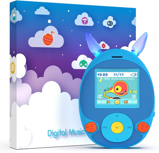 wiwoo 64GB MP3 MP3 Lights,100hrs 12 Player for Kids, Kids Player with Bluetooth, Speaker, Games, Recorder, Ear Loseless
